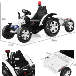 12V Traktor mit 2,4G Fernbedienung & Abnehmbarem Anhänger Aufsitztraktor für Kinder 3-8 J.
