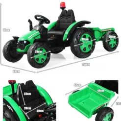 12V Traktor mit 2,4G Fernbedienung & Abnehmbarem Anhänger Aufsitztraktor für Kinder 3-8 J.
