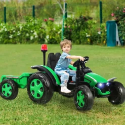 12V Traktor mit 2,4G Fernbedienung & Abnehmbarem Anhänger Aufsitztraktor für Kinder 3-8 J.