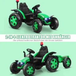 12V Traktor mit 2,4G Fernbedienung & Abnehmbarem Anhänger Aufsitztraktor für Kinder 3-8 J.