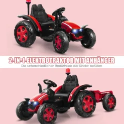 12V Traktor mit 2,4G Fernbedienung & Abnehmbarem Anhänger Aufsitztraktor für Kinder 3-8 J.