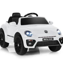 VW Beetle Kinderauto mit Musik & 2 Beleuchtungsmodi inkl. 2,4G Fernbedienung Weiß