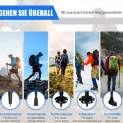 Wanderstöcke Teleskop Trekkingstöcke verstellbar 65-135cm Leichte Nordic Walking Stöcke aus Carbon und Aluminium