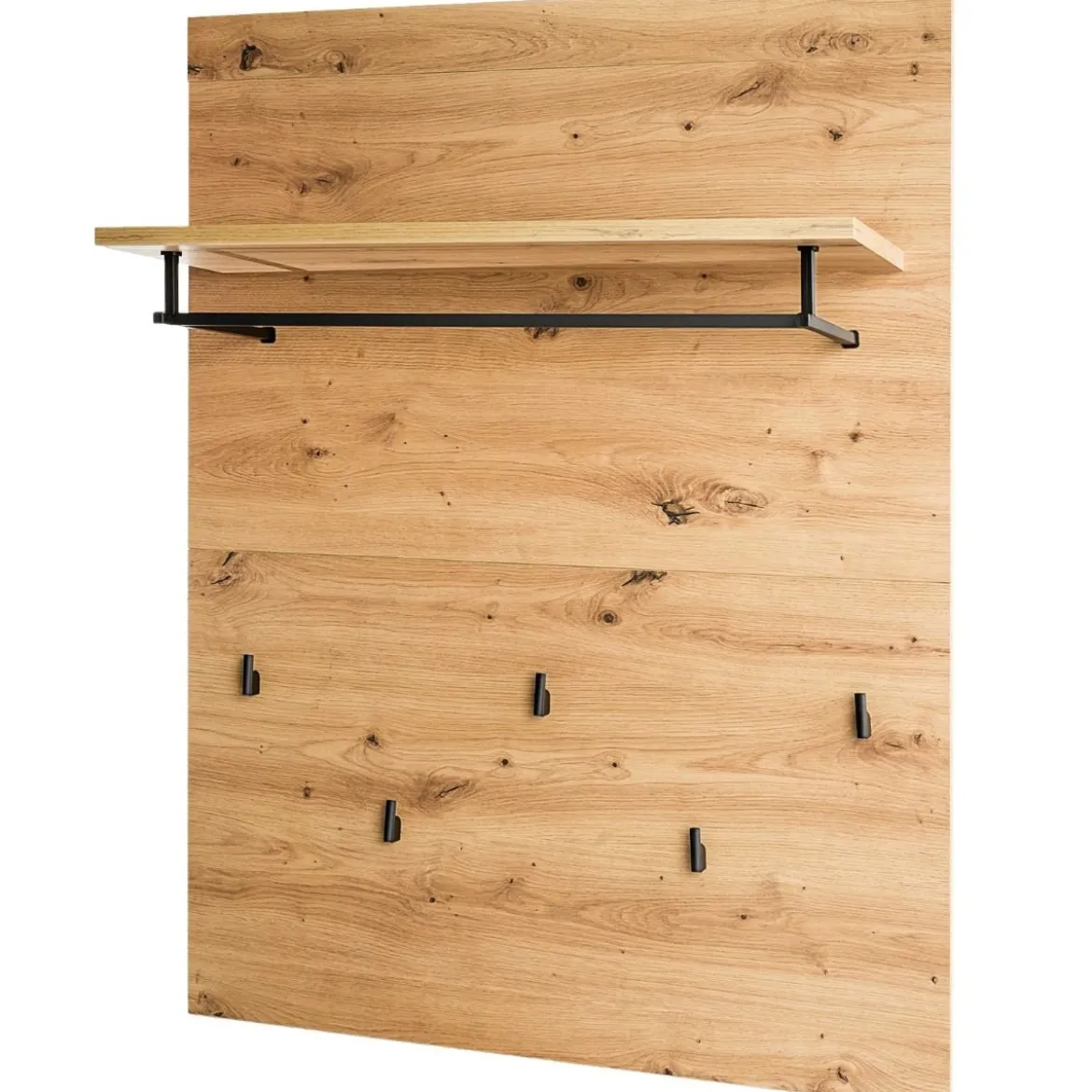 Wandgarderobe Holz Wandregal mit Ablage 5 Kleiderhaken Kleiderstange 105,9 x 80,1 x 27,6 cm