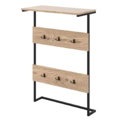 Wandgarderobe mit Ablage & 6 Haken Wandregal Industrielle Garderobenleiste Kleiderstange