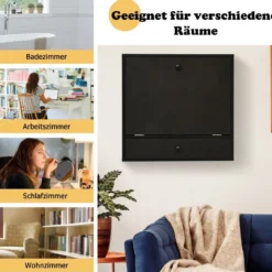Wandklapptisch mit Ablagefächern & Schublade Klapptisch für Kleine Räume Schwarz