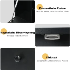Wandklapptisch mit Ablagefächern & Schublade Klapptisch für Kleine Räume Schwarz