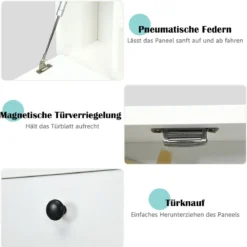 Wandklapptisch mit Ablagefächern & Schublade Klapptisch für Kleine Räume Weiß