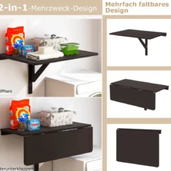 Wandmontierter Klapptisch Platzsparender Küchentisch Klappbarer Wandtisch 80 x 60 cm