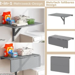 Wandmontierter Klapptisch Platzsparender Küchentisch Klappbarer Wandtisch 80 x 60 cm