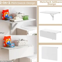 Wandmontierter Klapptisch Platzsparender Küchentisch Klappbarer Wandtisch 80 x 60 cm
