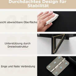 Wandmontierter Klapptisch Platzsparender Küchentisch Klappbarer Wandtisch 80 x 60 cm