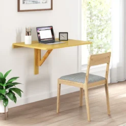 Wandmontierter Klapptisch platzsparender herunterklappbarer Laptop-Arbeitsplatz 80 cm x 60 cm Natur