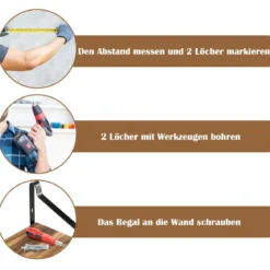 Wandregal 2 Ebenen Schweberegal Regal Wandbefestigt Regal Hängend 60 x 15 x 51 cm