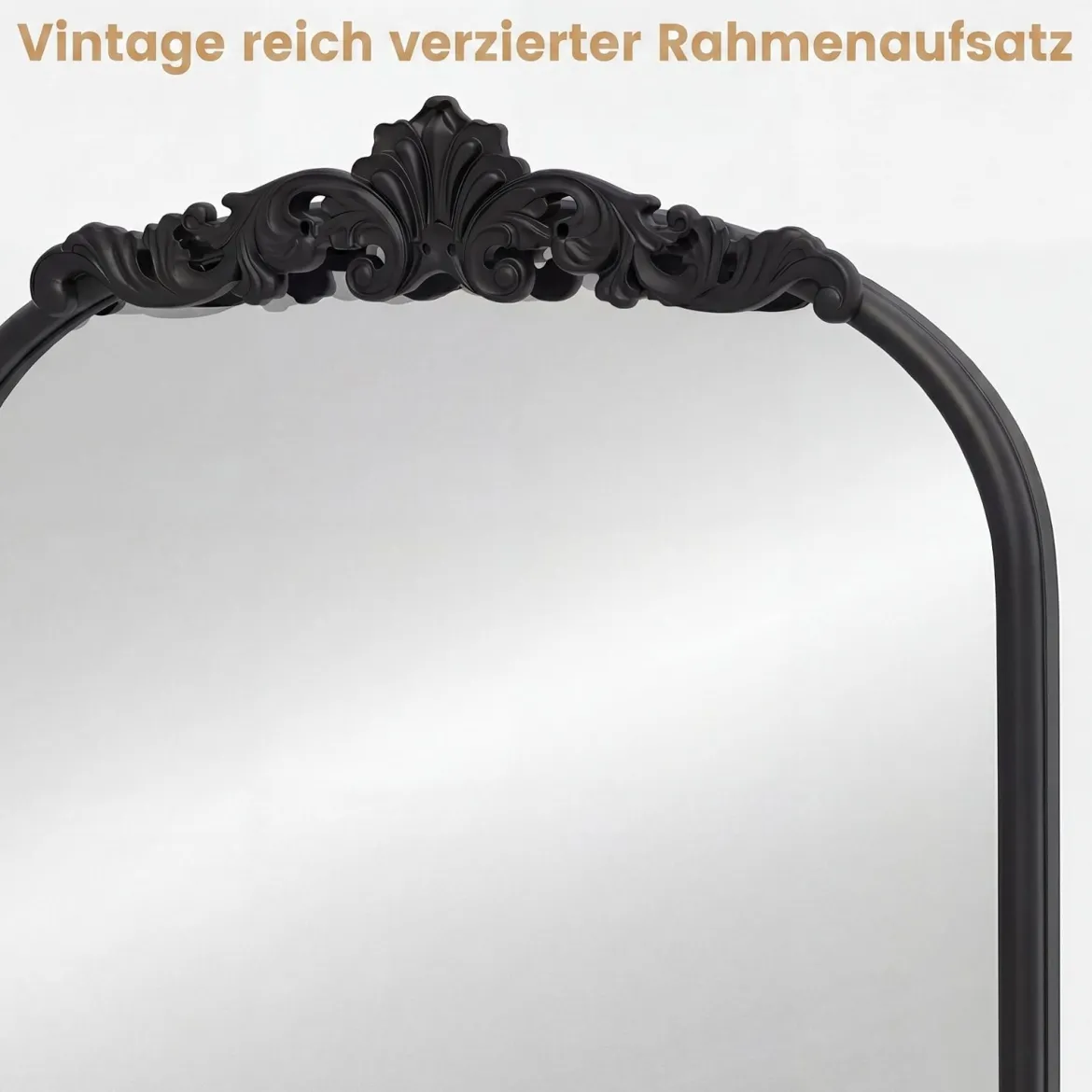 Wandspiegel Goldener Traditioneller Vintage-Barockspiegel Antiker Bogenspiegel 90 cm x 61 cm Schwarz