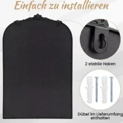 Wandspiegel Goldener Traditioneller Vintage-Barockspiegel Antiker Bogenspiegel 90 cm x 61 cm Schwarz