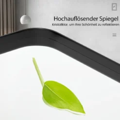 Wandspiegel mit Metallrahmen & Abgerundeten Ecken Moderner Schminkspiegel Schwarz