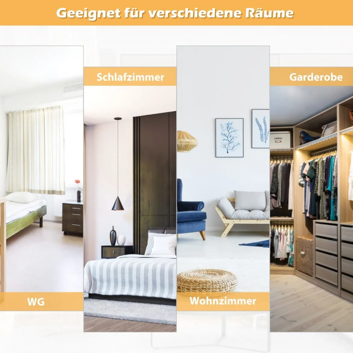 Wandspiegel Türspiegel Ganzkörperspiegel mit Höhenverstellbaren Hängehaken Schwarz