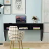 Wandtisch Holz Wandmontierbarer Computertisch mit 3 Ablageflächen 108 x 53 x 52 cm Schwarz