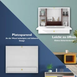 Wandtisch Klapptisch Multifunktionaler Schreibtisch Laptop-Tisch Weiß
