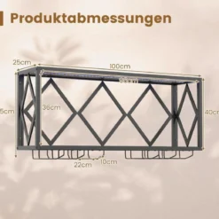 Wand Weinregal mit LED Beleuchtung & 6 Reihen Weingläserhalter 2 Ebenen Holz Flaschenregal