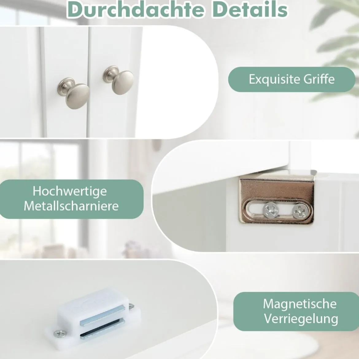 Waschbeckenunterschrank Badezimmerschrank mit 2 Türen & verstellbaren Regal Gerade Beine Weiß 60 x 30 x 60 cm