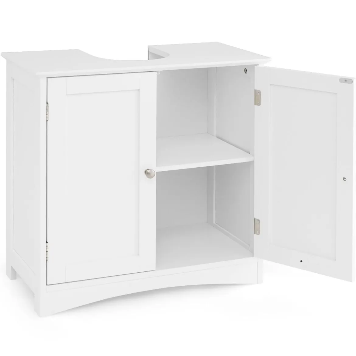 Waschbeckenunterschrank Badezimmerschrank mit 2 Türen U förmige Beine Weiß 60 x 30 x 60 cm