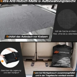 Wasserdicht Dachbox mit 600 L Kapazität für Alle Fahrzeuge 132x100x43cm Schwarz+Orange