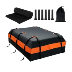Wasserdicht Dachbox mit 600 L Kapazität für Alle Fahrzeuge 132x100x43cm Schwarz+Orange