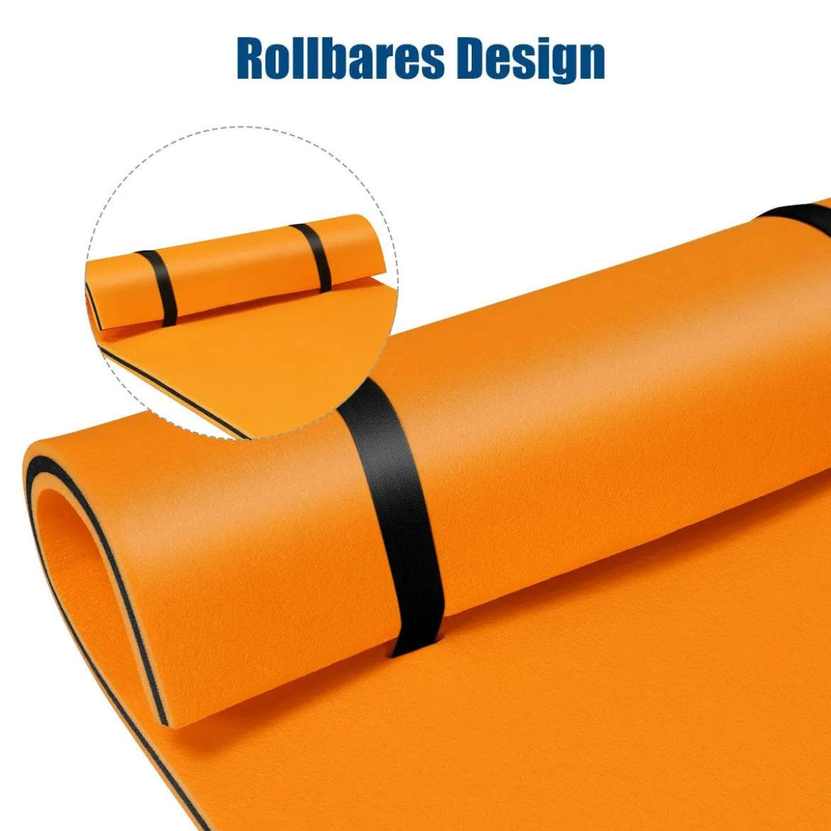 Wasserhängematte Schwimmmatte Schwimmfloß Wasser Bett 220 x 90 x 4 cm Orange+Schwarz