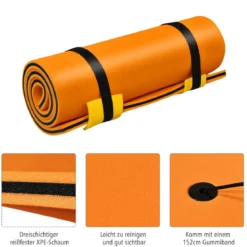 Wasserhängematte Schwimmmatte Schwimmfloß Wasser Bett 220 x 90 x 4 cm Orange+Schwarz