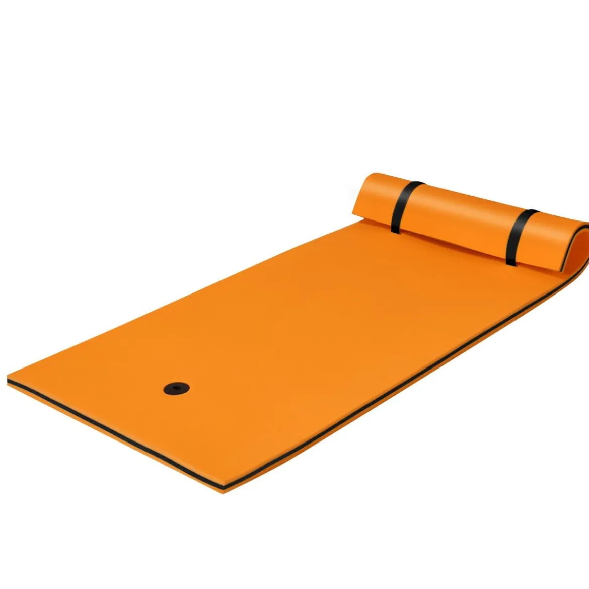 Wasserhängematte Schwimmmatte Schwimmfloß Wasser Bett 220 x 90 x 4 cm Orange+Schwarz