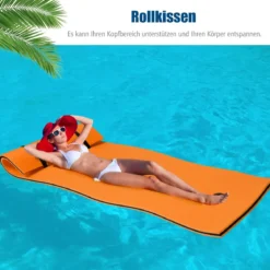 Wasserhängematte Schwimmmatte Schwimmfloß Wasser Bett 220 x 90 x 4 cm Orange+Schwarz