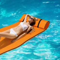Wasserhängematte Schwimmmatte Schwimmfloß Wasser Bett 220 x 90 x 4 cm Orange+Schwarz