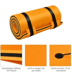 Wassermatte Schwimmmatte Wasserbett Wassermatratze Schwimminsel 60kg Tragkraft 210 x 66cm Orange