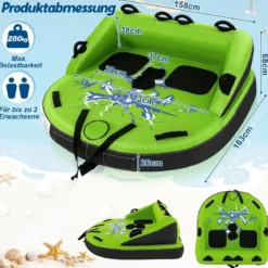 Wassersport-Surffahrzeuge Aufblasbare Wasserplattformen für 2 Personen 163 x 158 x 67 cm Grün