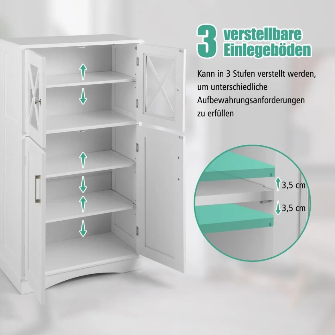 WC-Schrank fürs Badezimmer Wäscheschrank mit Türen 60 x 30 x 108 cm Weiß