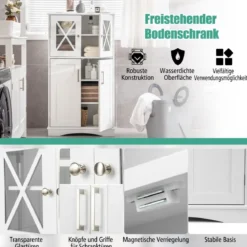 WC-Schrank fürs Badezimmer Wäscheschrank mit Türen 60 x 30 x 108 cm Weiß