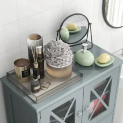 WC-Schrank fürs Badezimmer Wäscheschrank mit Türen 60 x 30 x 108 cm Grau