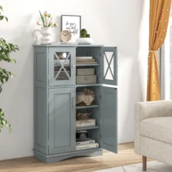 WC-Schrank fürs Badezimmer Wäscheschrank mit Türen 60 x 30 x 108 cm Grau
