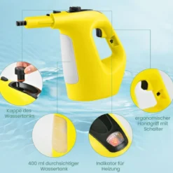 1500W Dampfreiniger mit 400 ML Tank Temperatur bis zu 125℃ Dampfreiniger Handgerät
