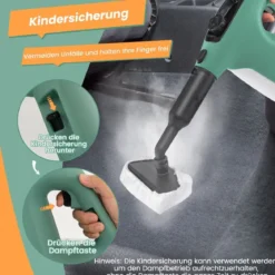 1500W Dampfreiniger mit 400 ML Tank Temperatur bis zu 125℃ Dampfreiniger Handgerät