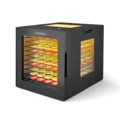 850W Dörrautomat inkl. 10 Edelstahl-Schalen Dörrgerät mit 10 voreingestellten Programmen 48H Timer & 30-75℃ Temperatur
