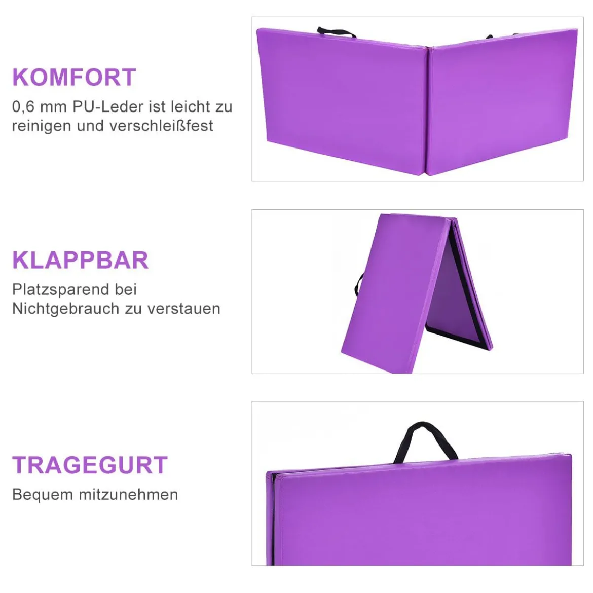 Weichbodenmatte Gymnastikmatte Yogamatte Klappmatte Turnmatte 180x60x4cm