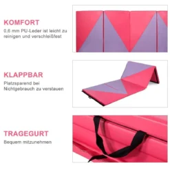 Weichbodenmatte Gymnastikmatte Yoga Turnmatte Klappmatte 4 x Klappbar Fitness 300x120x5cm