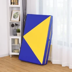 Weichbodenmatte Klappbar Turnmatte Gymnastikmatte Blau und Gelb 300 x 120 x 5 cm