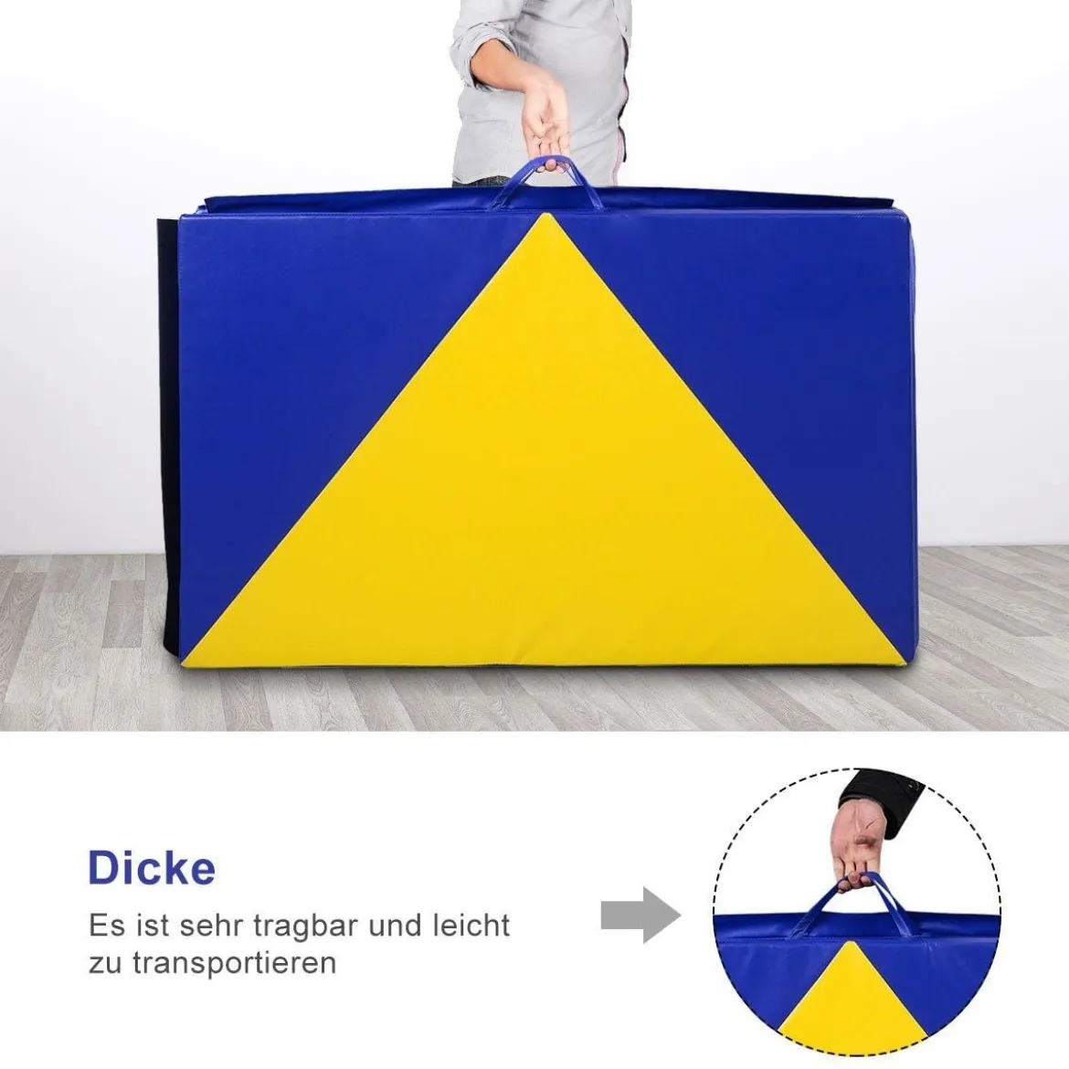 Weichbodenmatte Klappbar Turnmatte Gymnastikmatte Blau und Gelb 300 x 120 x 5 cm