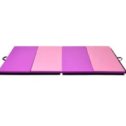 Weichbodenmatte 240 x 120 x 5 cm Yogamatte mit Klettverschluss &2 Tragegriffe Rosa