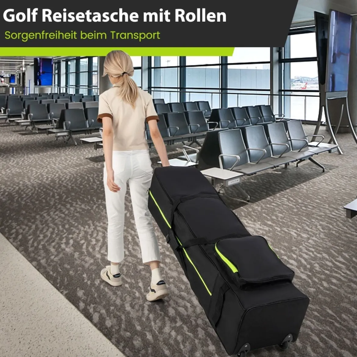 Weiche Golf-Reisetasche mit Rädern & Reißverschluss & Schlüssel Wasserdichte Golf-Reisetasche