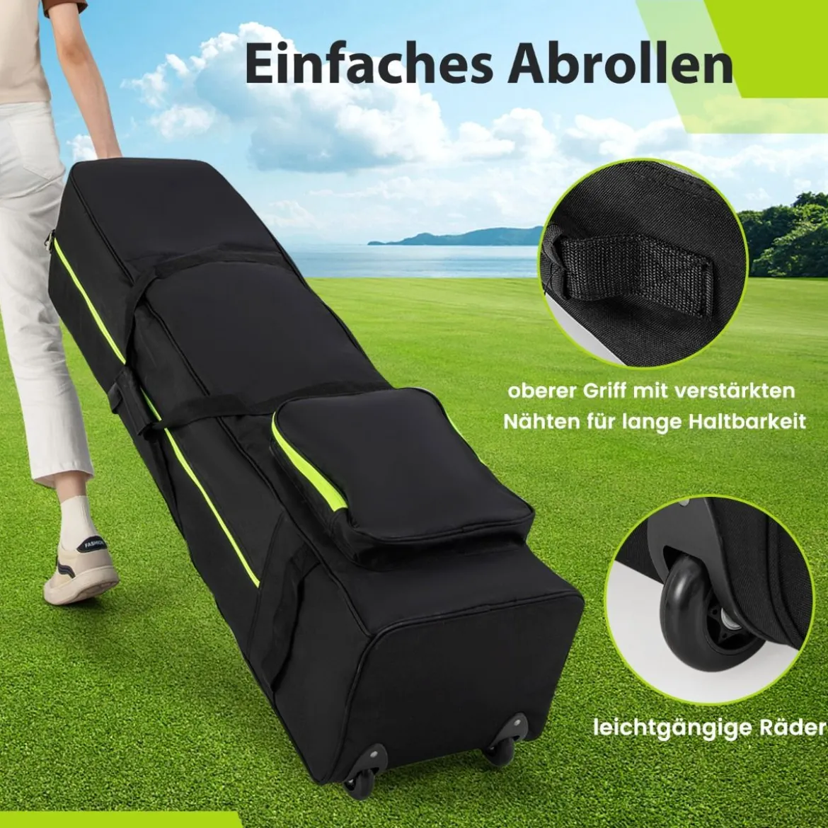 Weiche Golf-Reisetasche mit Rädern & Reißverschluss & Schlüssel Wasserdichte Golf-Reisetasche
